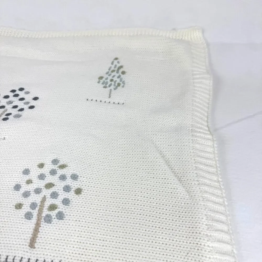 Pottery Barn Kids Giraffe Sherpa Backed Knit Baby Blanket Cream Nursery
